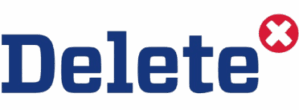 Logo of the Delete Group, offering specialized environmental services in industrial cleaning, demolition, and recycling for sectors including construction, real estate, and public services.