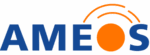Logo of the AMEOS group, a leading healthcare provider in German-speaking countries, operating over 95 facilities including hospitals and rehabilitation centers across more than 50 locations since its founding in 2020.
